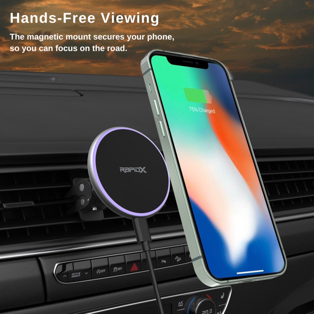 Dashio MW2 Car Vent Mount & Magnetic Wireless Charger Circle, for iPhone 15/14/13/12 & newer